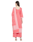 Chikankari Woven Cotton Peach Dress Material
