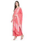 Chikankari Woven Cotton Peach Dress Material