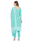 Chikankari Woven Cotton Sea Green Dress Material