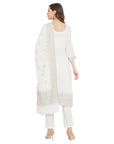 Chikankari Woven Cotton White Dress Material