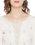 Chikankari Woven Cotton White Dress Material