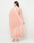 COTTON WOVEN CHIKANKARI PEACH DRESS MATERIAL WITH DUPATTA