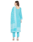 Chikankari Woven Cotton Ferozi Dress Material