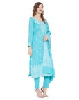 Chikankari Woven Cotton Ferozi Dress Material
