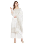 Chikankari Woven Cotton White Dress Material