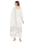 Chikankari Woven Cotton White Dress Material