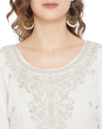 Chikankari Woven Cotton White Dress Material