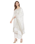 Chikankari Woven Cotton White Dress Material