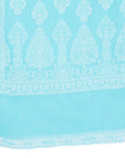 Chikankari Woven Cotton Ferozi Dress Material