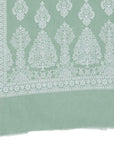 Chikankari Woven Cotton Olive Dress Material