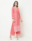Cotton Woven Chikankari Design Unstitched Dress Material With dupatta