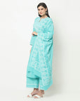 Cotton Woven Chikankari Design Unstitched Dress Material With dupatta