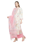 Safaa Women Cotton Woven Design Unstitched Dress Material With Contrast Dupatta