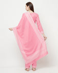 COTTON WOVEN CHIKANKARI PINK DRESS MATERIAL WITH DUPATTA
