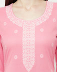 COTTON WOVEN CHIKANKARI PINK DRESS MATERIAL WITH DUPATTA