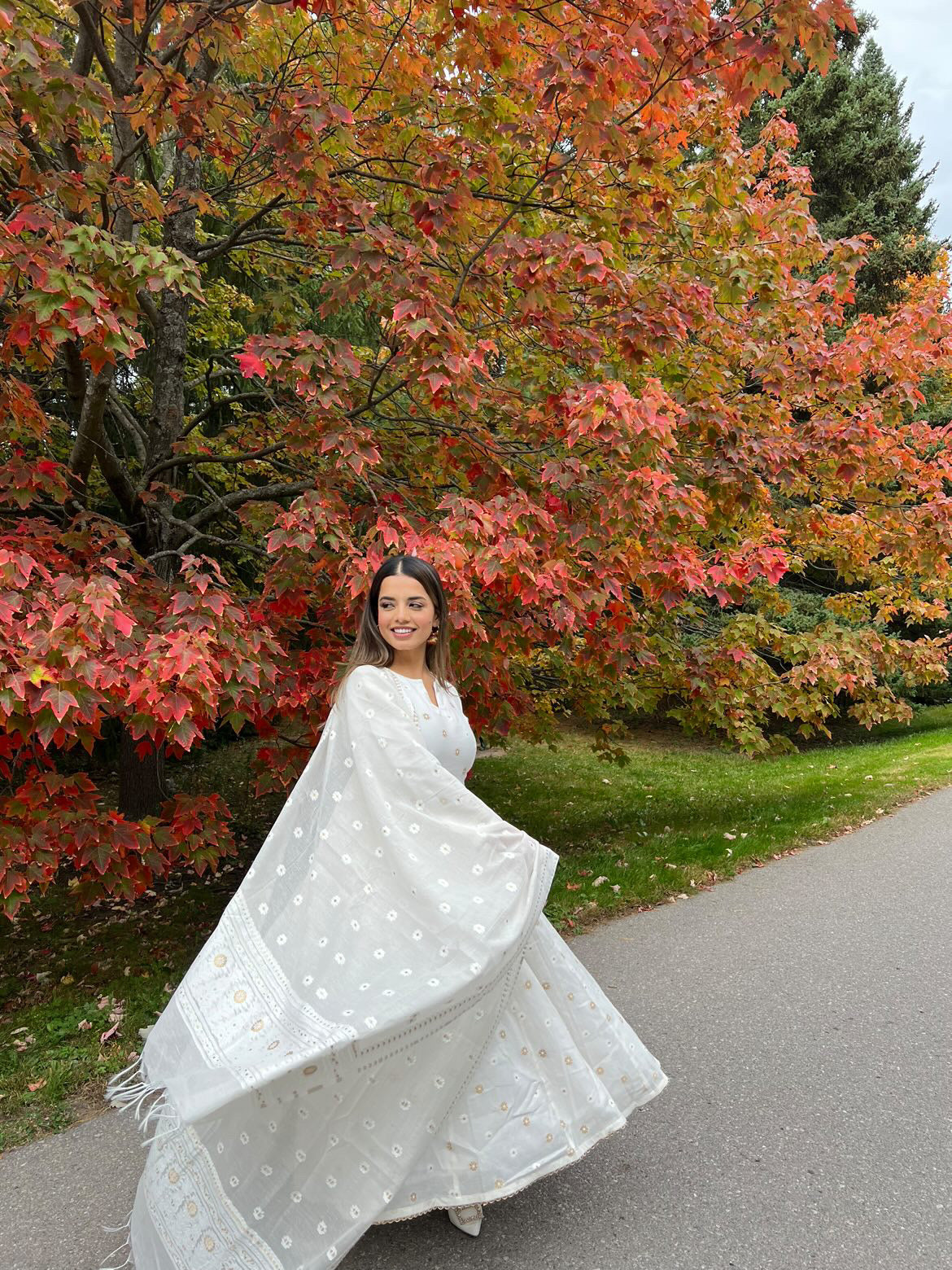 Pure sales white anarkali