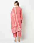 Cotton Woven Chikankari Design Unstitched Dress Material With dupatta