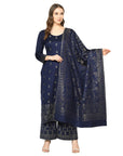 Kanthakari Acro Wool Blue Dress Material with Stole
