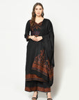 Acro Wool Black Dress Material with Stole