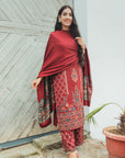 Acro Wool Maroon Dress Material with Stole