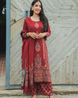 Acro Wool Maroon Dress Material with Stole