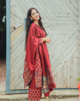 Acro Wool Maroon Dress Material with Stole
