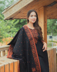 Acro Wool Black Dress Material with Stole