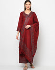 Acro Wool Maroon Dress Material with Stole