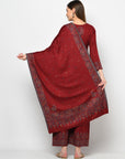 Acro Wool Maroon Dress Material with Stole