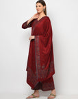 Acro Wool Maroon Dress Material with Stole