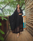 Acro Wool Black Dress Material with Stole