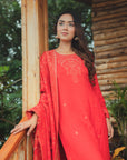 Acro Wool Red Dress Material with Stole