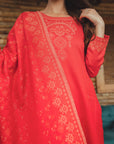 Acro Wool Red Dress Material with Stole