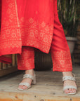 Acro Wool Red Dress Material with Stole