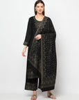 Acro Wool Black Dress Material with Stole