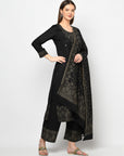 Acro Wool Black Dress Material with Stole