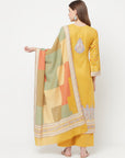 Safaa Women Cotton Woven Design Unstitched Dress Material With Contrast Dupatta