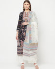 Safaa Women Cotton Woven Design Unstitched Dress Material With Contrast Dupatta