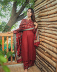 Acro Wool Maroon Dress Material with Stole