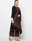 Acro Wool Black Dress Material with Stole
