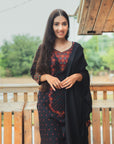 Acro Wool Black Dress Material with Stole