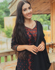 Acro Wool Black Dress Material with Stole