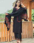 Acro Wool Black Dress Material with Stole