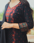 Acro Wool Black Dress Material with Stole