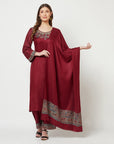 Acro Wool Maroon Dress Material with Stole