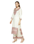 Acro Wool Cream Dress Material with Stole