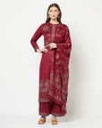 Acro Wool Maroon Dress Material with Stole