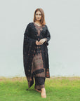 Acro Wool Black Dress Material with Stole