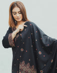 Acro Wool Black Dress Material with Stole