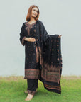 Acro Wool Black Dress Material with Stole